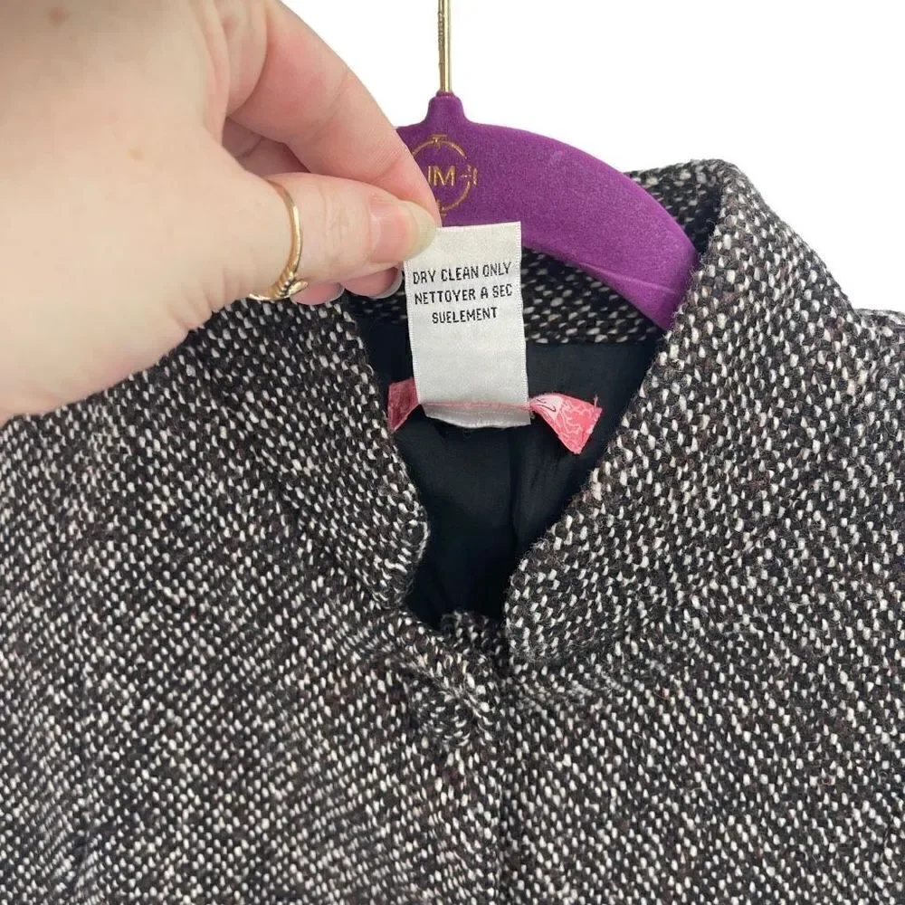 Lux Women's High Neck Collar Tweed Office Jacket Blazer Multicolor Size Small